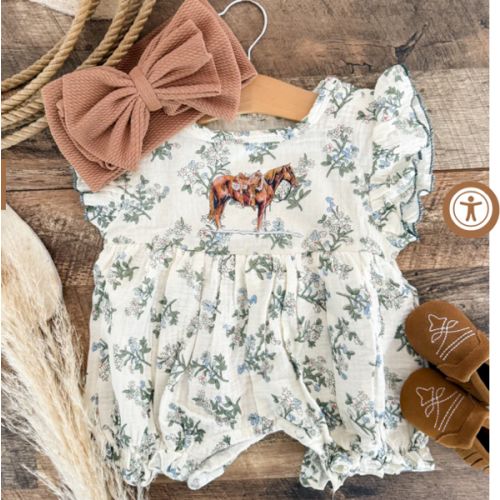 The Good Horse Horse Blue Floral Romper
