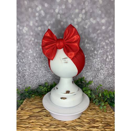 Red Holographic Stretch Headwrap W/ Bow, Simply Inspired By Zoe
