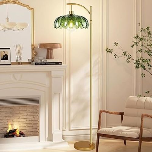 Floor Lamp for Living Room Bedroom with Remote Boho Rattan Standing Lamp Dimmable Black Farmhouse Wicker Bamboo Lamp Shade Arc Floor Light Adjustable Tall Lamp Industrial Floor Lamps Bohemian
