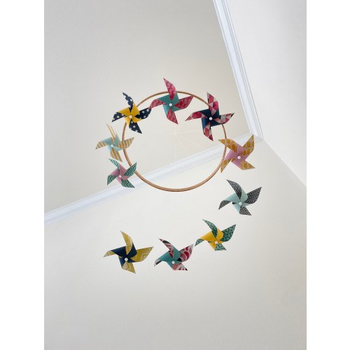 Unique Handmade Baby Crib Mobile for an Aqua, Navy, Teal, Yellow, Pink Nursery: Sassafras