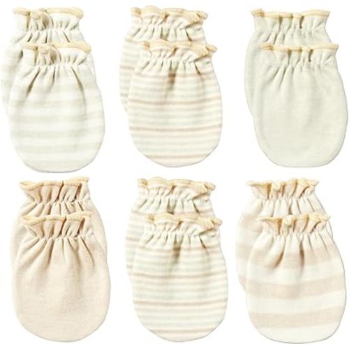 Newborn Mittens No Scratch 100% Cotton Mitts Boy's girl's baby Mittens 0-6 months 6 Pack