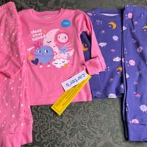 NWT 24m glow in dark moon stars 4 pc carters pajamas SLEEP OVER SQUAD girls baby