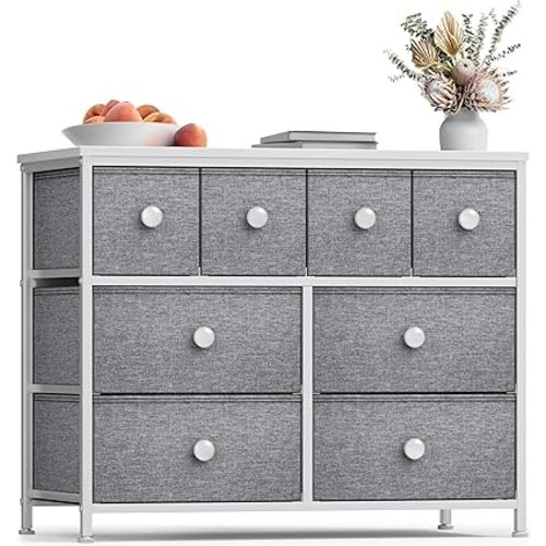Sorbus Dresser with 8 Drawers - Chest Clothing Organizer Unit with Steel Frame Wood Top Knob Handle Easy Pull Fabric Bins - Large Storage Furniture for Bedroom, Hallway, Living Room, Nursery & Closet