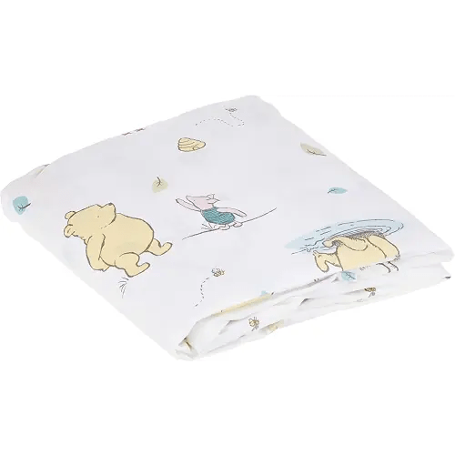 Winnie The Pooh Classic Pooh 100% Cotton Fitted Crib Sheet in Ivory, Butter, Aqua and Orange