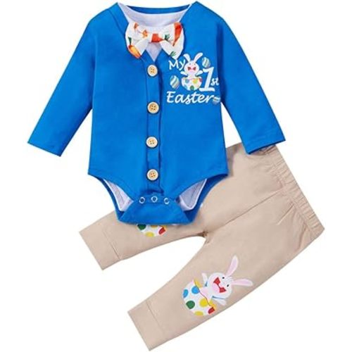 XIFAMNIY Baby Boys My 1st first Valentine/St.Patrick/Easter Day Outfit Gentleman Suit 3Pcs Pants and Top Sets Newborn