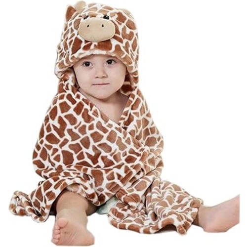 Baby Hooded Blanket Ultra Soft Warm Newborn Infant Swaddle Wrap Bath Shower Towel, 25.6" x 39.4", Brown