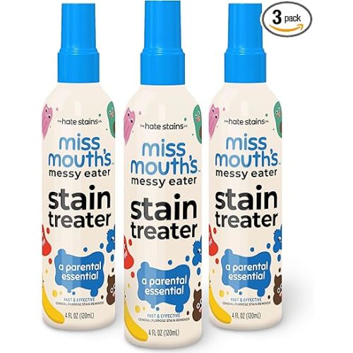 Miss Mouth's Messy Eater Stain Treater Spray - 4oz 3 Pack Stain Remover - Newborn & Baby Essentials - No Dry Cleaning Food, Grease, Coffee Off Laundry, Underwear, Fabric