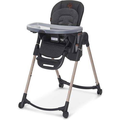 Maxi-Cosi Minla 6 in 1 High Chairs for Babies and Toddlers, Portable High Chair, Foldable Toddle and Baby High Chair, High Chair for Chair at Table, Classic Graphite