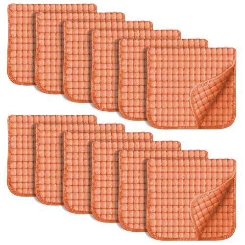 SWEET DOLPHIN 12 Pack Muslin Burp Cloths Large 100% Cotton Hand Washcloths for Baby - Baby Essentials Extra Absorbent and Soft Boys & Girls Milk Spit Up Rags for Newborn Registry - Vermilion, 20" X10"