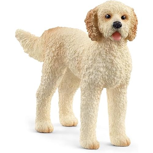 Schleich Farm World Goldendoodle Dog Figurine - Highly Detailed and Durable Animal Toy, Fun and Educational Play for Boys and Girls, Gift for Kids Ages 3+