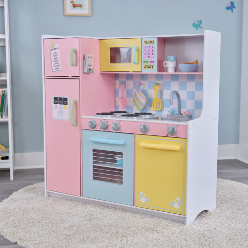 KidKraft Wooden Large Pastel Play Kitchen with Turning Knobs and Play Phone & Reviews | Wayfair