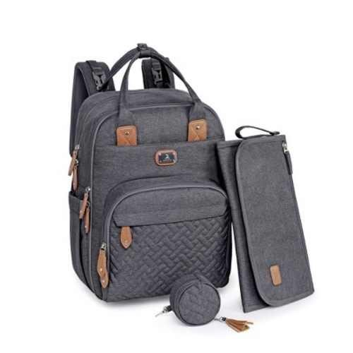 Dikaslon Diaper Bag Backpack with Portable Changing Pad, Pacifier Case and Stroller Straps, Large Unisex Baby Bags for Boys Girls, Multipurpose Travel Back Pack for Moms Dads, Color: Dark gray
