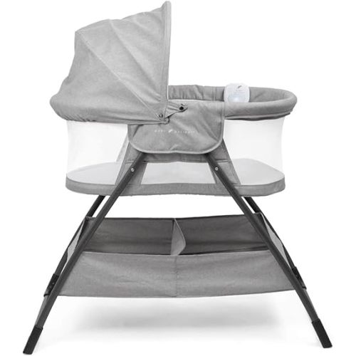 Baby Delight Beside Me Doze Deluxe Baby Bassinet, Bedside Sleeper, Foldable, Removeable Canopy, Pebble Grey