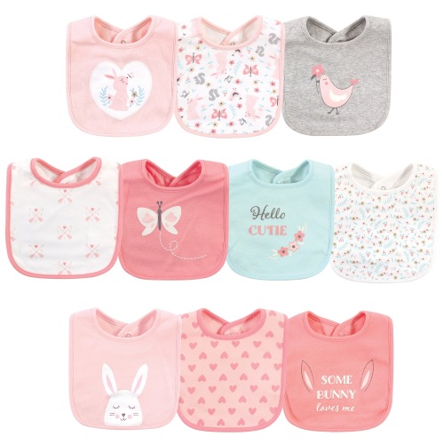 Hudson Baby Infant Girl Cotton Bibs, Sweet Bunny, One Size - Sweet Bunny - One Size