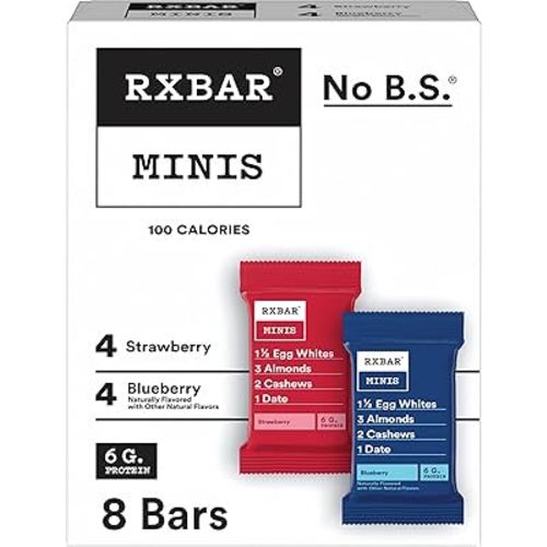RXBAR Minis Protein Bars, Gluten Free Snacks, Breakfast Snacks, Variety Pack, 7.3oz Box (8 Bars)