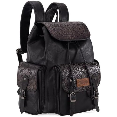 Montana West Wrangler Backpack Purse for Women Men Western Backpack Floral Tooled Travel Bags