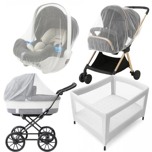 Enovoe Mosquito Net for Baby Stroller and Crib - Durable Mesh Bug Net Cover with Elastic Edge - Fits Strollers, Bassinets, Playards, and Mini Cribs - Travel Essential for Newborns - 63x64-Inch (White)