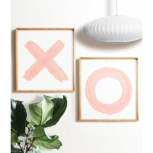 Blush Pink XOs - set of two Girls Room Decor Prints - The Crown Prints