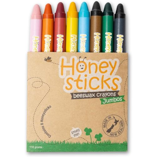 Honeysticks Jumbo Crayons (8 Pack) - 100% Pure Beeswax Crayons - Non Toxic Crayons for Kids - Large Crayons, Easy to Hold and Use, Unbreakable, Eco Friendly, Preschool Art Supplies, For Kids 2-4, 4-8
