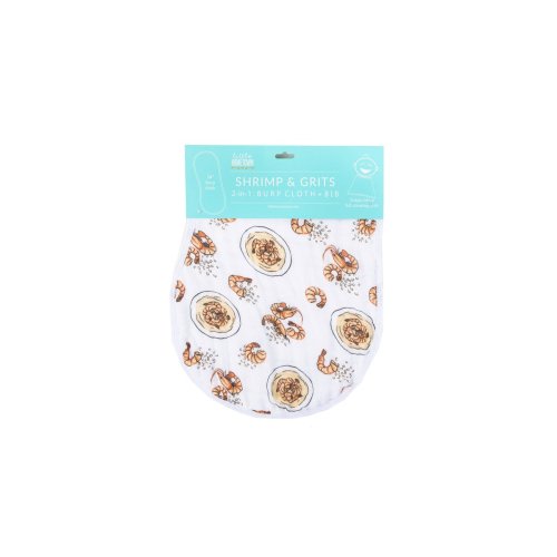 2-in-1 Burp Cloth and Bib: Shrimp and Grits