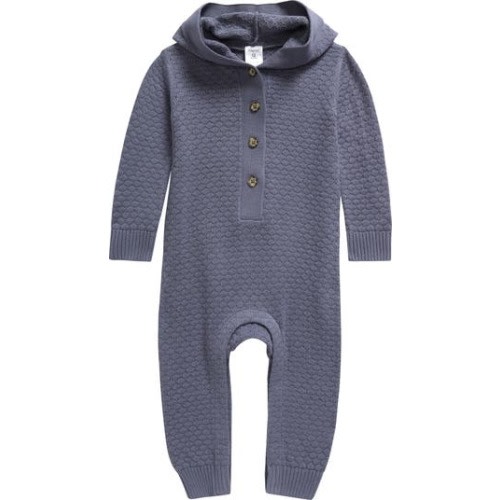 Hooded Pointelle Sweater Romper, 6M
