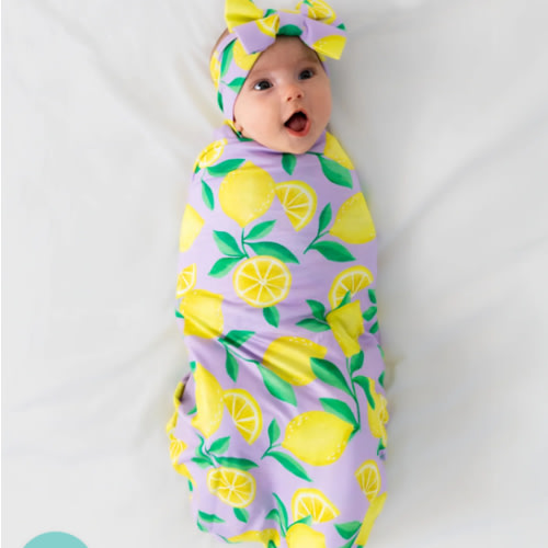 Lavender Sunny Citrus Swaddle & Luxe Bow Headband Set – Little Sleepies