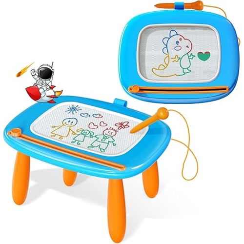 Kikidex Magnetic Drawing Board, Toddler Girl Toys for 1-2 Year Old, Doodle Board Pad Learning and Educational Toys for 1 2 3 Year Old Baby Kids Birthday Gift(Light Blue)