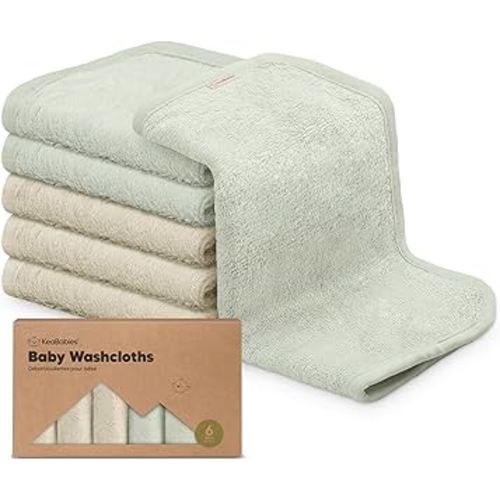 6-Pack Baby Washcloths - Soft Viscose Derived from Bamboo Washcloth, Baby Wash Cloths, Baby Wash Cloth for Newborn, Kids, Bath Baby Towels, Face Towel, Face Cloths for Washing Face(Stone/Dove)