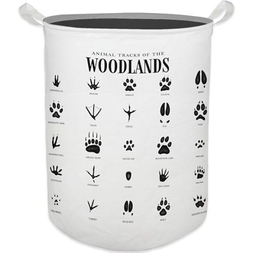 Kids Laundry Basket, Animal Tracks of the Woodlands Laundry Basket Hamper Waterproof Collapsible Storage Bin Organizer for Bedroom Bathroom Boys Girls Kids Nursery Toddler Room Clothes Toys