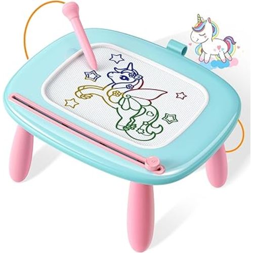 Magnetic Drawing Board, Toddler Girl Toy for 1-2 Year Old, Doodle Board Pad Learning and Educational Kids Toy for 1 2 3 Year Old Baby Girl Birthday Travel Activities - Mint Blue