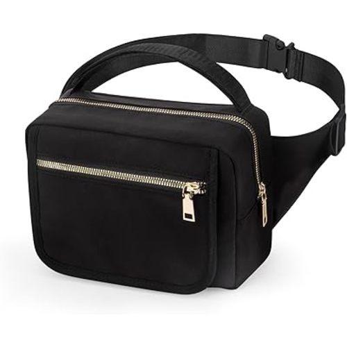 printe Small Diaper Bag with Portable Changing Pad, Crossbody Bag with Wipes Pocket for Stroller, Women Waist Bag for Travel, Diaper Fanny Pack, Black Large