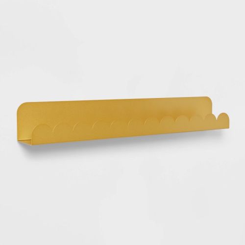 Metal Luxe Kids' Wall Shelf Gold - Pillowfort™: Scalloped Floating Iron Wall Organizer, 24" Wide