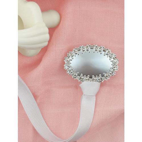 Silver Pacifier Clip; The Royal Collection! Engravable Binky Dummy Clip, Personalizable Heirloom Christening Baptism Baby Gift