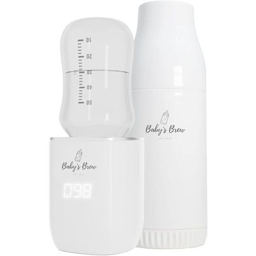 Baby's Brew Portable Bottle Warmer Pro-Milk Warmers for Breastmilk or Formula, Leak-Proof Design, Travel-Friendly, Cordless, Battery-Powered, 8-12 Hour Battery Life, Warmer Set