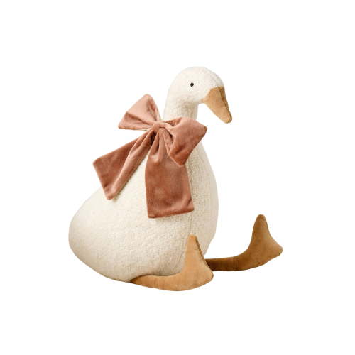 Kiewfjdk 12" Large Goose Plush Toy, White Easter Stuffed Animal with Velvet Bow, Soft Cuddly Goose Pillow for Kids, Easter Basket Stuffers, Spring Home Decor, Nursery Accent, Gift for Boys & Girls
