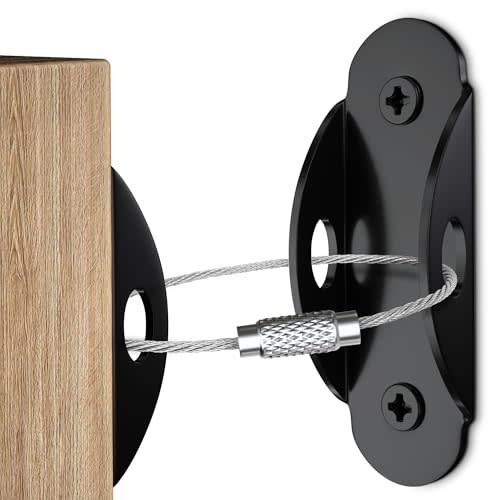 4our Kiddies 6 Pack Furniture Anchors, Anti Tip Furniture Straps for Baby Proofing, Anchor 400 Pound Furniture, Dresser to Wall Prevent Falling, Earthquake Straps for Child Safety(Black)