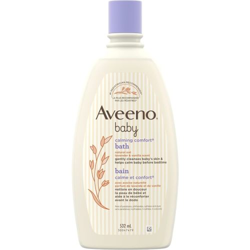 Aveeno Baby Calming Comfort Bath Baby Body Wash for gently cleanses baby’s skin & helps calm baby before bedtime natural oat Lavender & Vanilla Scents, 532 mL
