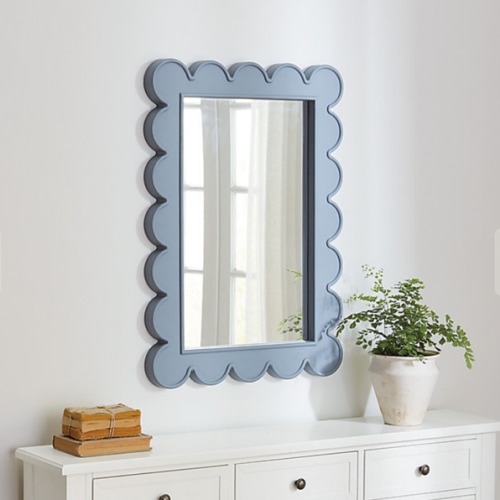 Hayli Scallop Mirror with Raised Lip Frame & Hand Finished Design