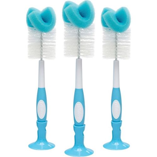 Dr. Brown's Baby Bottle Cleaning Brush, Sponge and Bristle Brush with Nipple Cleaner -3pk - Blue