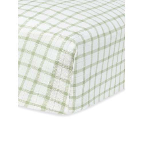 Muslin - Crib Sheet - Sage Windowpane