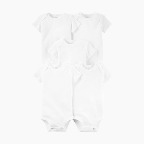 Carter's 5-Pack Short-Sleeve Bodysuits - True White, Newborn