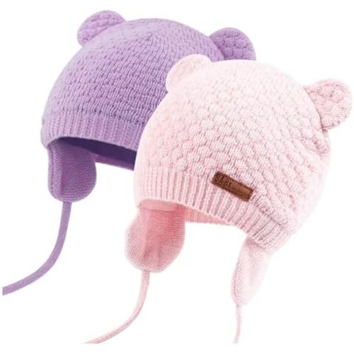 Duoyeree Kids Baby Hat Soft Warm Cable Knit Beanie Toddler Girl Fall Winter Hats