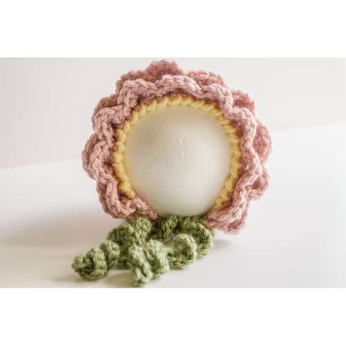 READY TO SHIP Crochet Flower Bonnet, Sizes Newborn to 6-12 month