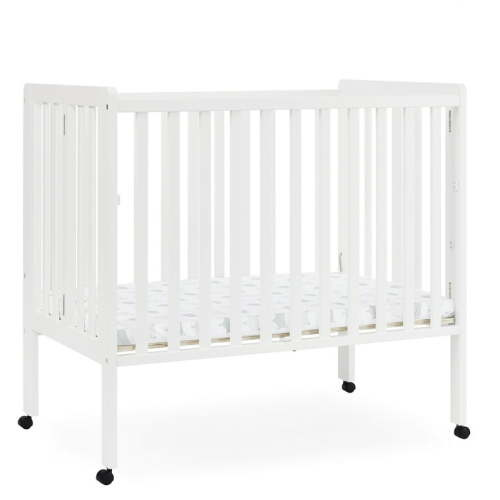 Delta Children Lee Portable Folding Mini Crib with 1.5-Inch Mattress - Greenguard Gold Certified, Bianca White