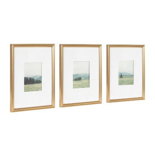 Kate & Laurel All Things Decor 11"x14" Matted to 5"x7" Adlynn Art Set Gold
