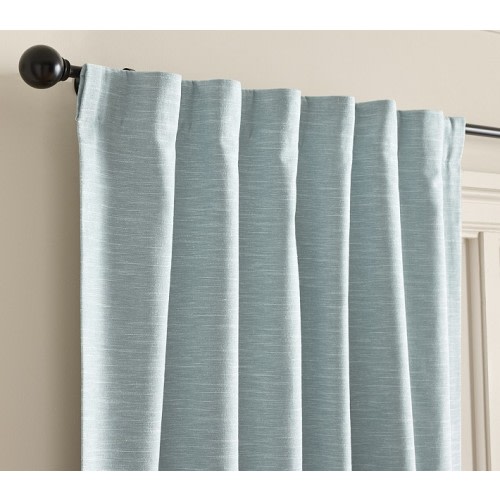 Evelyn Linen 44”x84” Blackout Curtain - Mineral Blue, Set Of 2