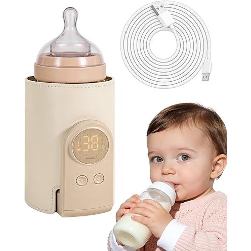 Umimile Portable Bottle Warmer for Travel – Heats The Bottle Directly—No Pouring, Fast Heating Baby Bottle Warmer on The Go, 6 Temp Settings & Auto Keep-Warm,Fits 2.5-3.3in Bottles (White)