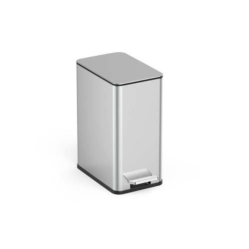 Nine Stars 2.6 Gallon Trash Can, Slim Step On Bathroom Trash Can, Stainless Steel
