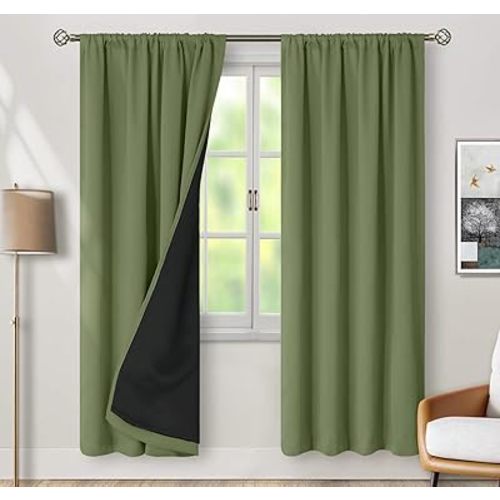 BGment Blackout Curtains for Bedroom, Full Room Darkening Thermal Insulated Soundproof Rod Pocket Window Curtains Drapes 72 Inch Length, 2 Panels, Each Panel 42 Inch Wide, Grass Green
