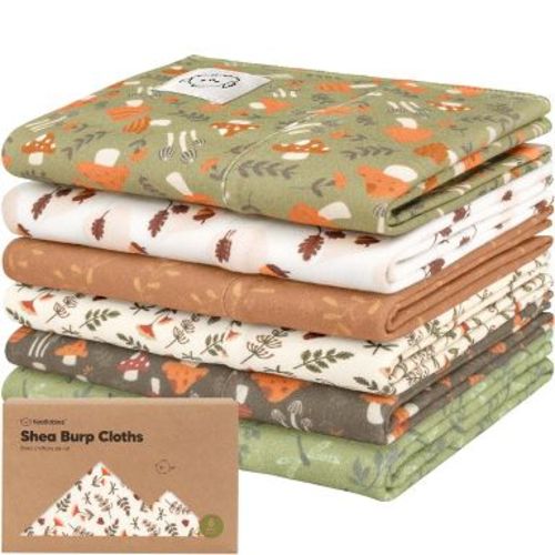 6pk Shea Baby Burp Cloths for Baby Boys and Girls, Organic Burping Cloths for Babies, Newborn (Fall Spores)